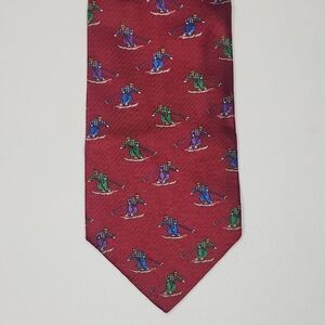 Tino Cosma Elegant Red Ski Silk Motif Tie